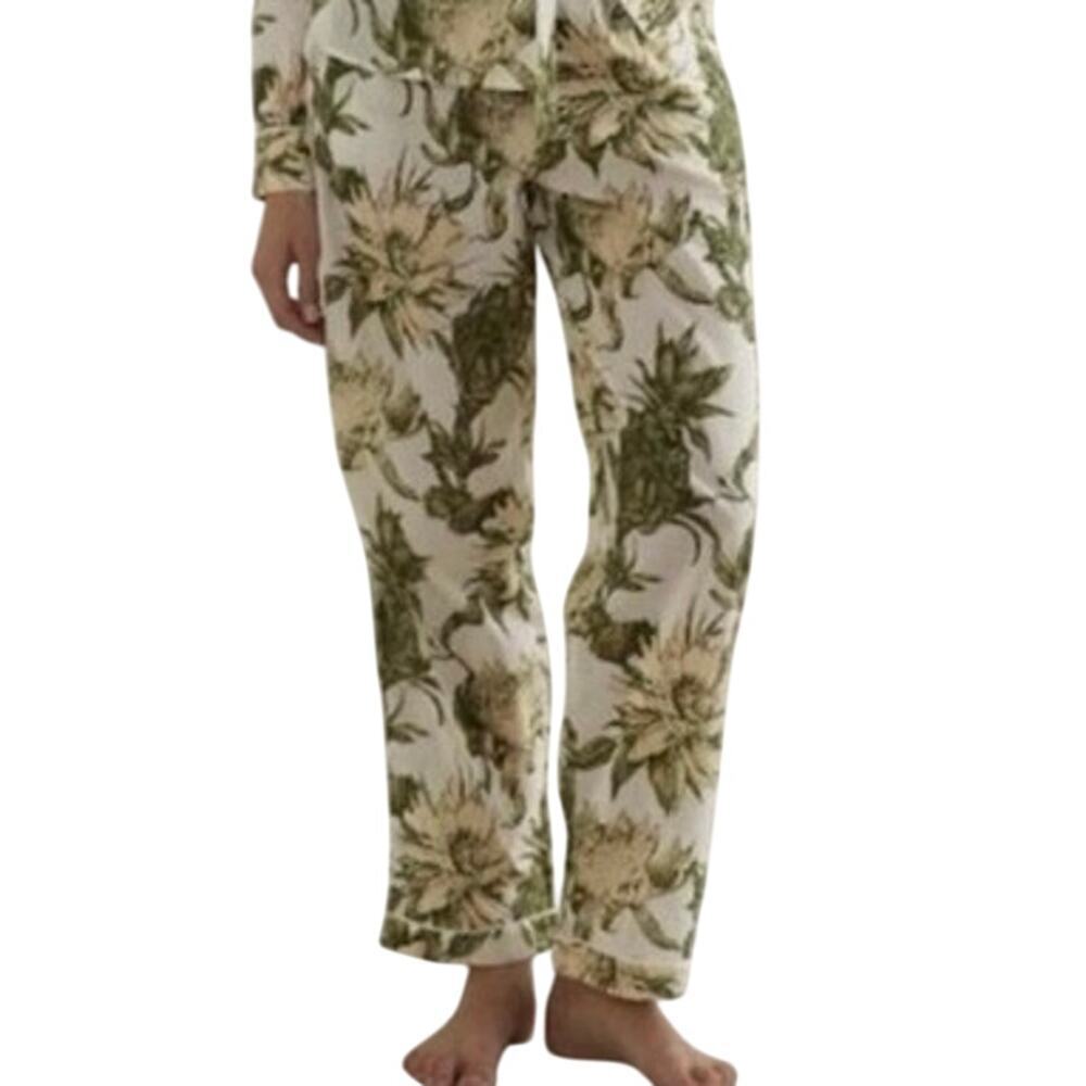 DESMOND & DEMPSEY Night Bloom-print Pyjama Pajama Pants Floral Cottagecore Sz S